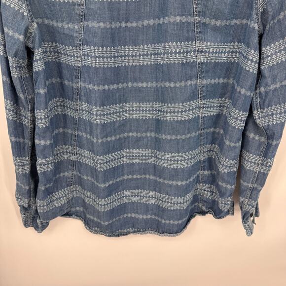 Thread & Supply Western Boho‎ Chambray Button Front Shirt Medium Blue Lyocell - Picture 8 of 10